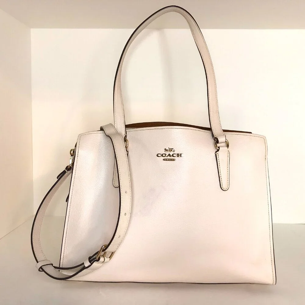 Coach Tatum Large Leather Carryall Tote Shoulder Bag Chalk (Cream) AUTHENTICATED - Picture 2 of 16